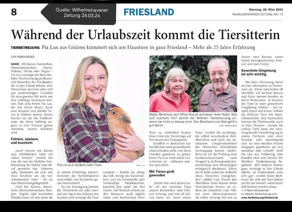 Mobile Tierbetreuung Friesland und Kleintierpension - Berne pet otel görseli 2