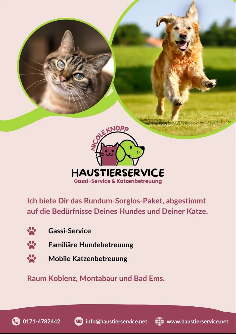 Haustierservice Nicole Knopp - Gassi-Service, Hundetraining, Hunde- und Katzenbetreuung - Koblenz pet otel